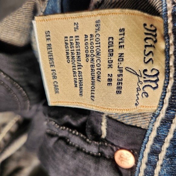 Miss Me Bootcut Jeans Women 28X35 Blue Embellished Cross Distressed JP5368B - Picture 9 of 16